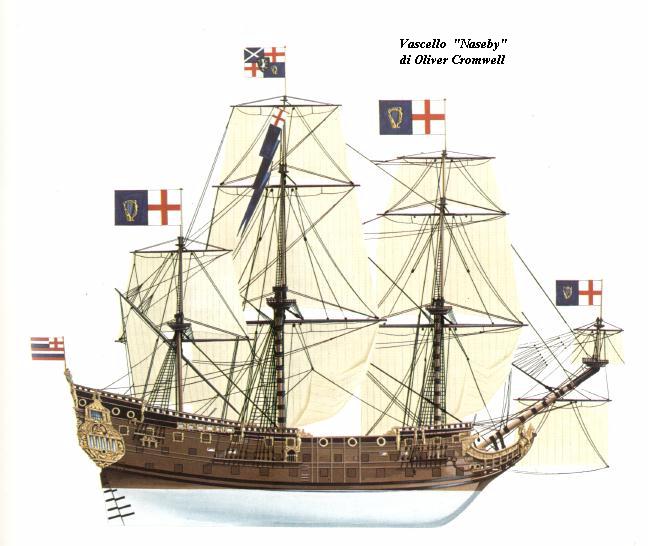 Nave Ammiraglia di Oliver Cromwell da 80 cannoni si nota la linea pi slanciata...sono scomparsi anche i castelli di prora e poppa